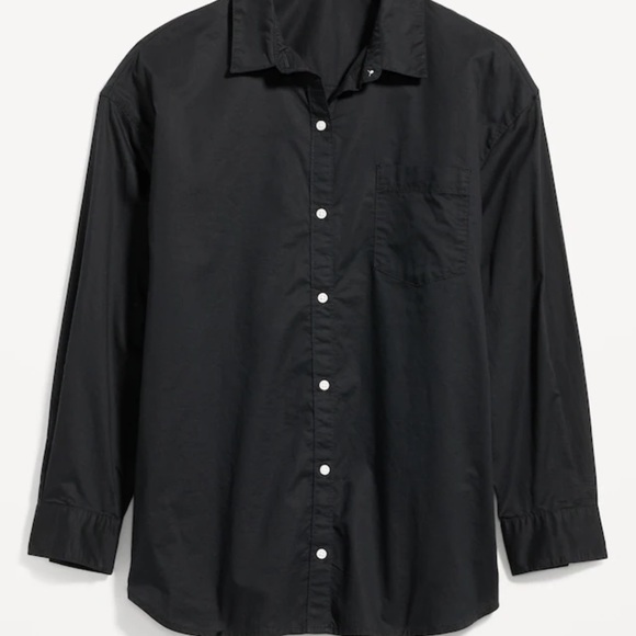 NWT OLD NAVY Oversized Button-Down Boyfriend Shirt COLOR BLACK JACK SizeMEDIUM - Picture 1 of 5